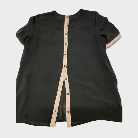 RW&CO | Sheer Black Button Back Blouse - Picture 2 of 4